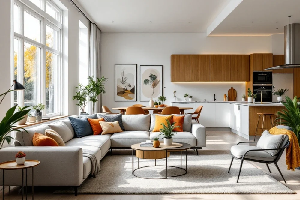 Modern en luxe Nederlands appartement met minimalistisch ontwerp, veel licht, neutrale meubels, open keuken en warme, gastvrije sfeer.