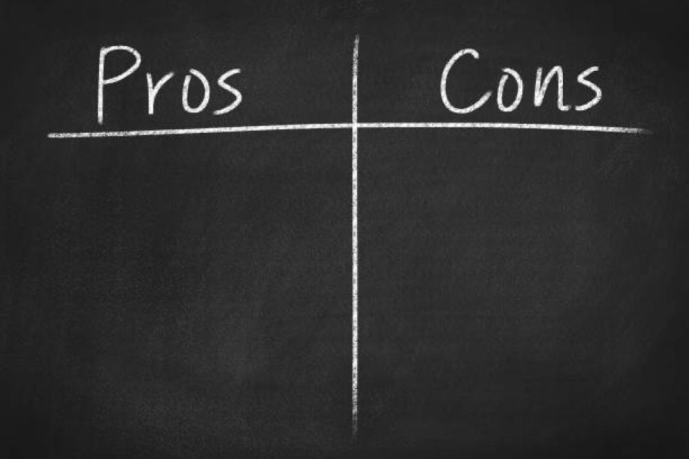 pros and cons concept on a chalkboard background